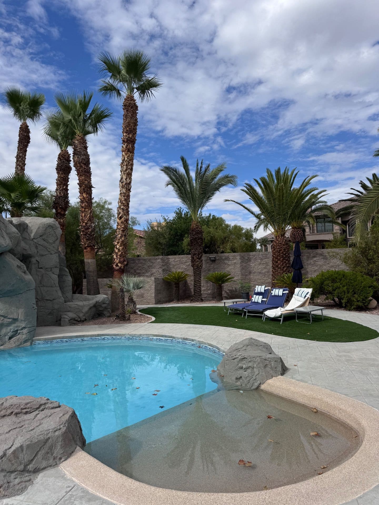 Palm Tree Landscaping Around Poolside Paradise